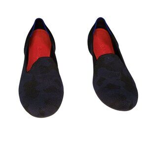 Rothy's The Flat Black and Purple Knit Fabric Slip On Round Toe Flats Size 9.5